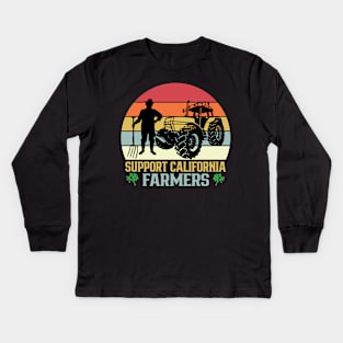 Support California Farmers Local Agriculture Farming Kids Long Sleeve T-Shirt